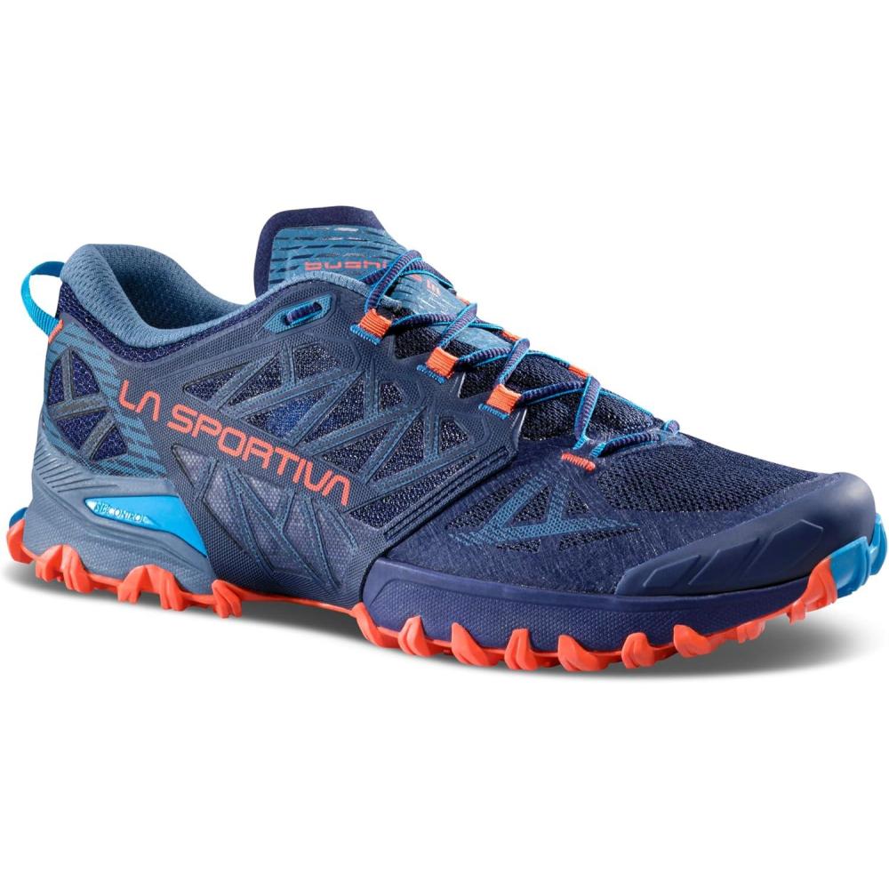 imageLa Sportiva Mens Bushido III Performance MountainTrail Running ShoesDeep SeaCherry Tomato