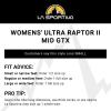 La Sportiva Womens Ultra Raptor II Mid GTX Hiking Boot(Carbon/Iceberg)