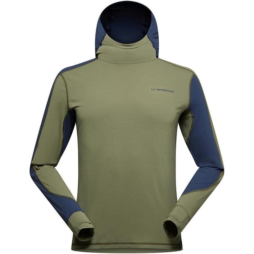 imageLa Sportiva Cloud Shadow Sun Hoody Mens Tech Shirt  Lightweight Breathable Moisture Wicking  Hiking Trail RunningCypressNight Sky