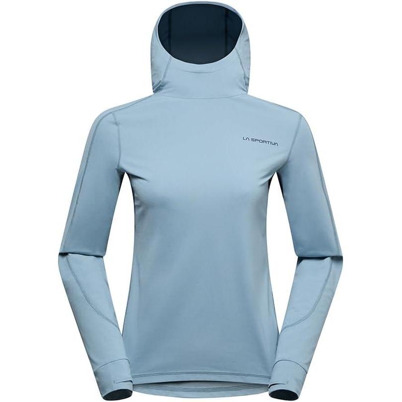 imageLa Sportiva Cloud Shadow Sun Hoody Womens Tech Shirt Lightweight Breathable Moisture Wicking Hiking Trail RunningLimestoneNight Sky