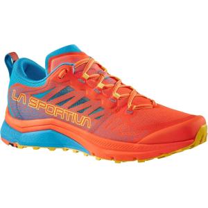 La Sportiva Mens Jackal II – Cushioned Trail Running Shoe(Cherry Tomato Tropic Blue)