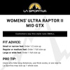 La Sportiva Womens Ultra Raptor II Mid GTX Hiking Boot, Carbon/Iceberg, 10 Wide