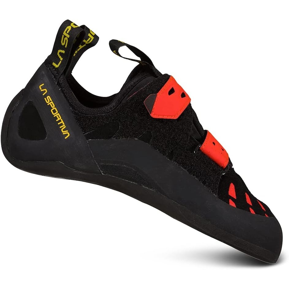 image:imageLa Sportiva Mens Tarantula Rock Climbing Shoes  Introductory IndoorOutdoor Shoe Premium Comfort Higher Volume Easy OnOff Hook amp Loop ClosureBlackPoppy