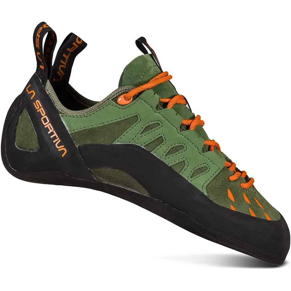 image:imageLa Sportiva Mens Tarantulace Rock Climbing Shoe Introductory IndoorOutdoor Shoe Premium Comfort Higher Volume Easy OnOff LaceUp ClosureOliveTiger