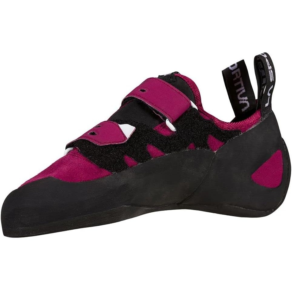 image:imageLa Sportiva Womens Tarantula Rock Climbing Shoes Introductory IndoorOutdoor Shoe Premium Comfort Higher Volume Easy OnOff Hook amp Loop ClosureRed Plum