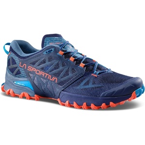 La Sportiva Mens Bushido III Running Shoes | Performance Mountain/Trail Running Shoe, Highly Breathable, Sure Grip & Stability(Deep Sea/Cherry Tomato)